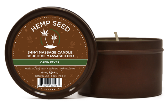 Hemp Seed 3-in-1 Massage Candle Cabin Fever 6oz/  170 G EB-HSCH021A